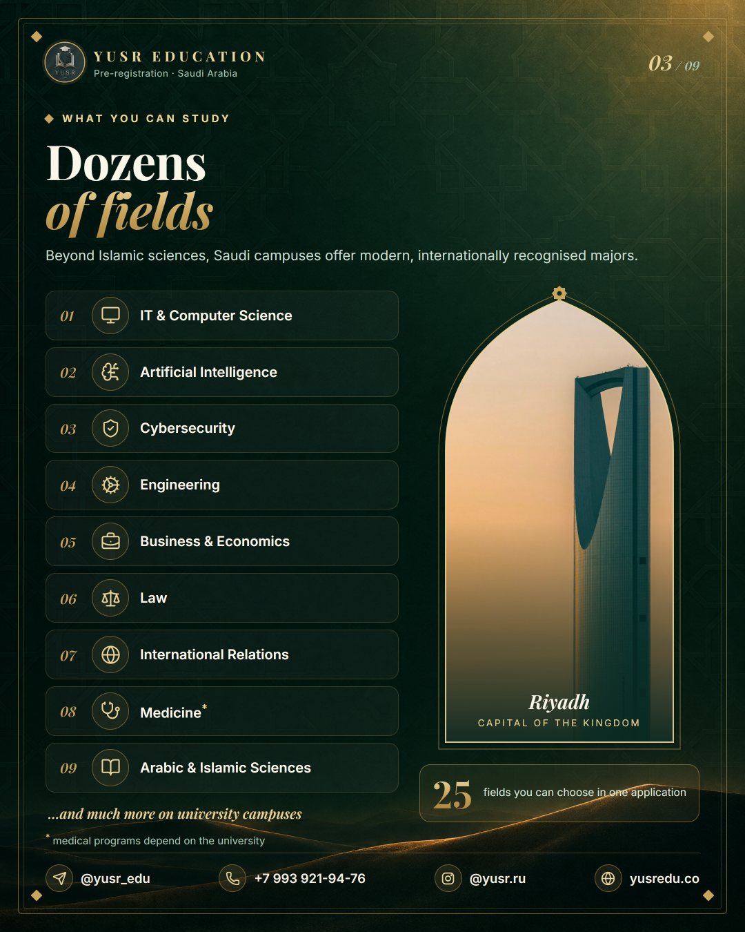 Fields of study in Saudi Arabia